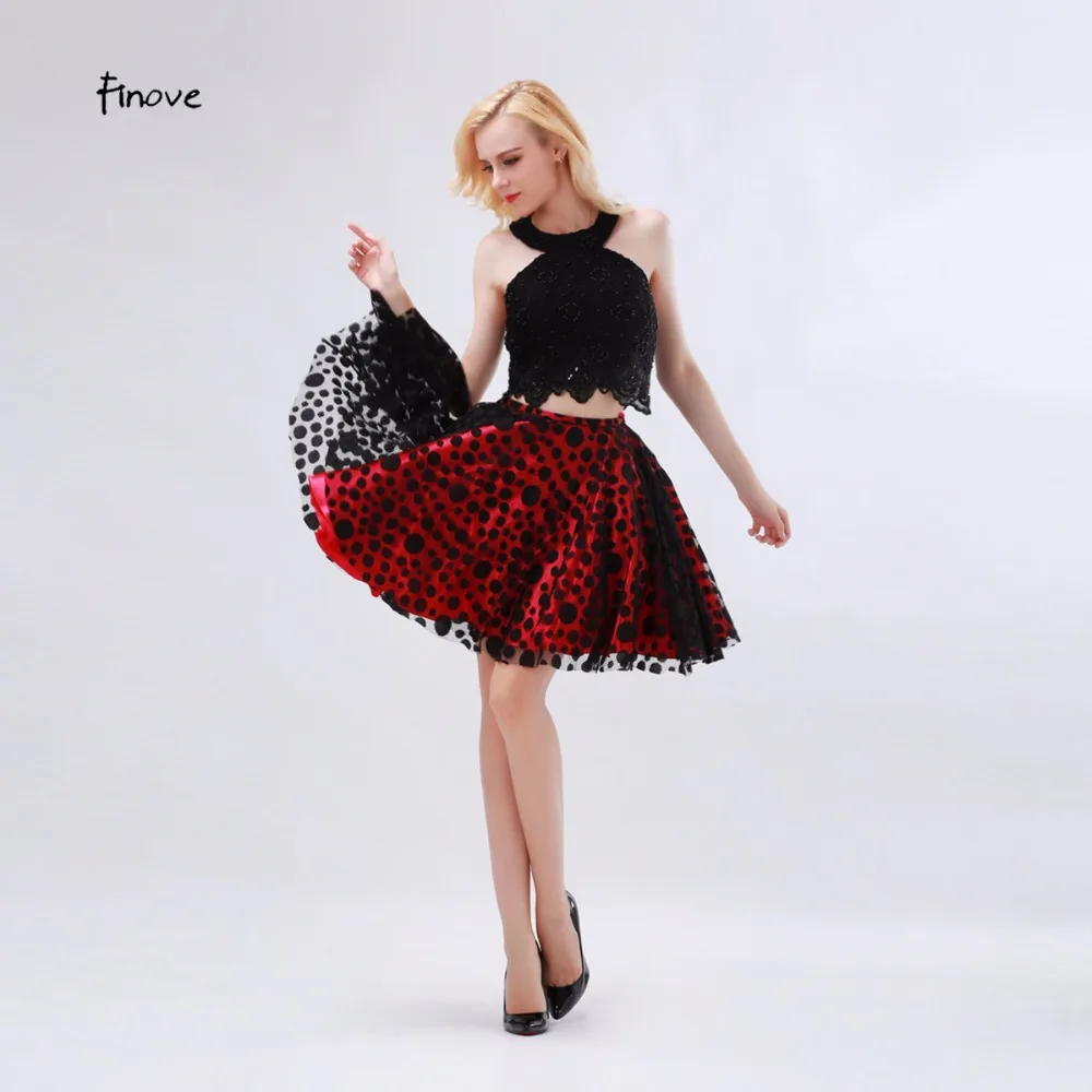 Finove Black and Red Homecoming Dresses Polka Dots Tulle 2019 New A-Line Knee-Length with Beading Halter Party Gowns Short Dress
Finove Black and Red Homecoming Dresses Polka Dots Tulle 2019 New A-Line Knee-Length with Beading Halter Party Gowns Short Dress