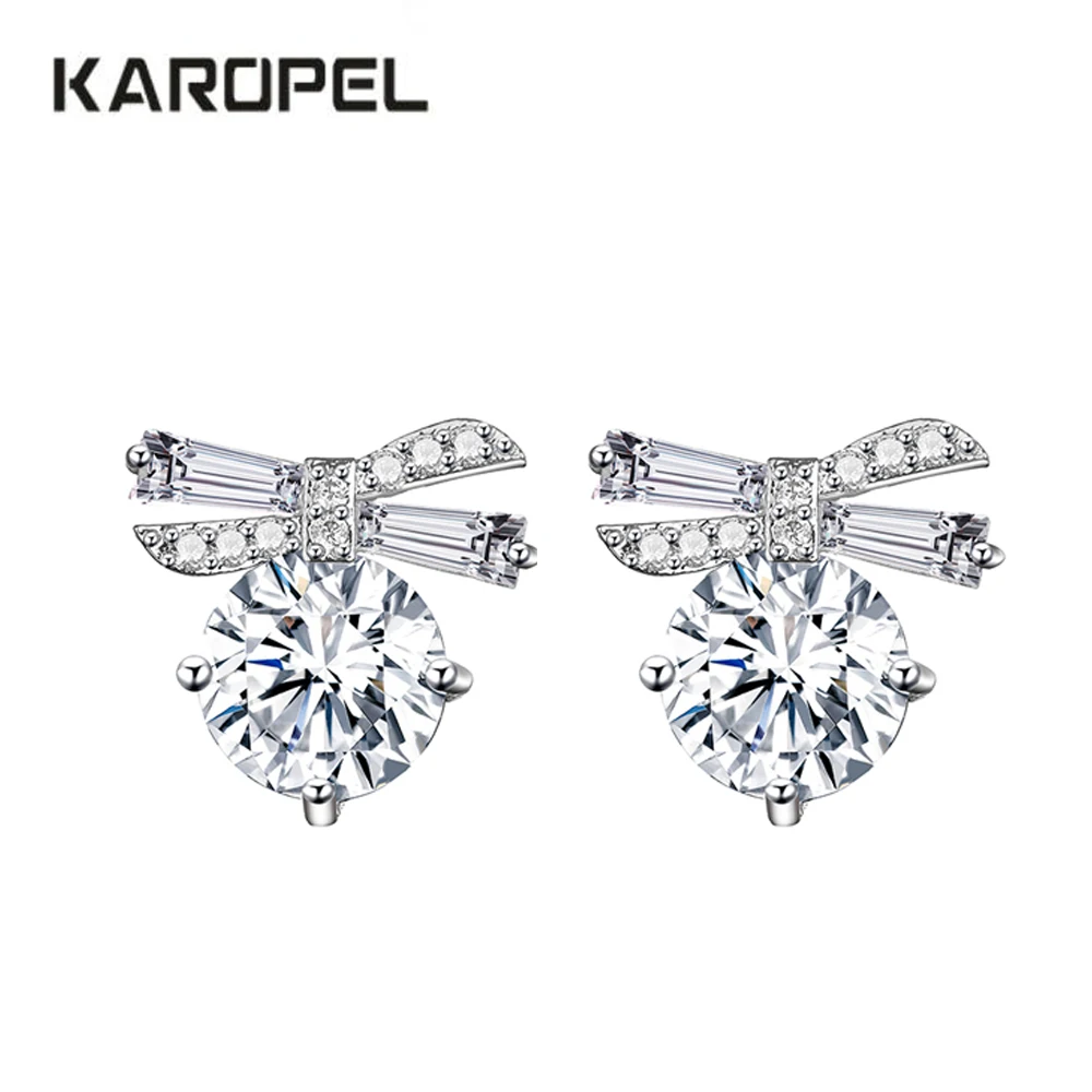 Romantic Bowknot Zircon Stud Earrings Real Cubic Zirconia Stud Earrings Round Crystal For Women
Romantic Bowknot Zircon Stud Earrings Real Cubic Zirconia Stud Earrings Round Crystal For Women