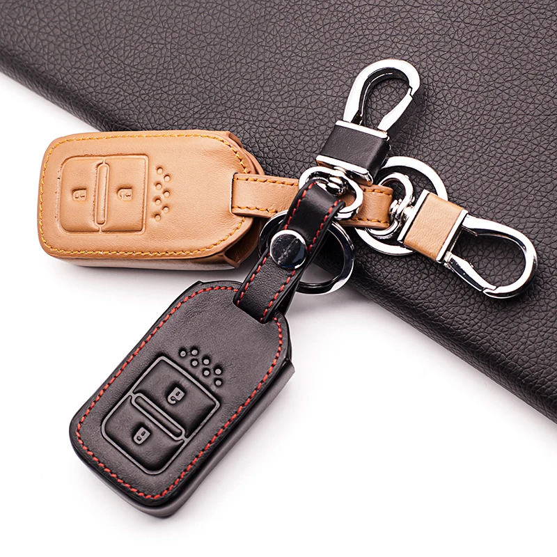 Модный классический кожаный чехол для ключей Honda CRV Fit XRV Smart key 2-кнопочный с