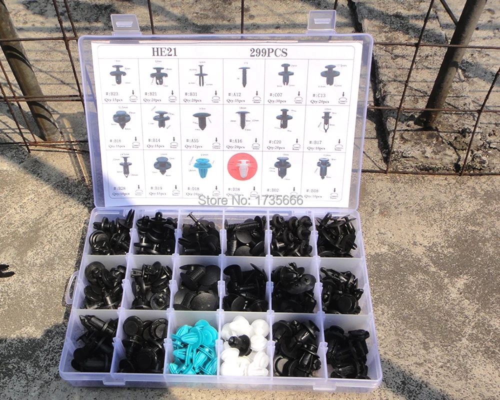 299pcs Push pin Bumper Retainer Clip Car Body Panel Fastener Trim Mould Case For BMW Mercedes-Benz Subaru Suzuki
299pcs Push pin Bumper Retainer Clip Car Body Panel Fastener Trim Mould Case For BMW Mercedes-Benz Subaru Suzuki