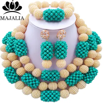 Majalia Classic Fashion Nigerian Wedding African Jewelery Set Beige and Teal green Crystal Necklace Bride Jewelry Sets 3SZ030
Majalia Classic Fashion Nigerian Wedding African Jewelery Set Beige and Teal green Crystal Necklace Bride Jewelry Sets 3SZ030