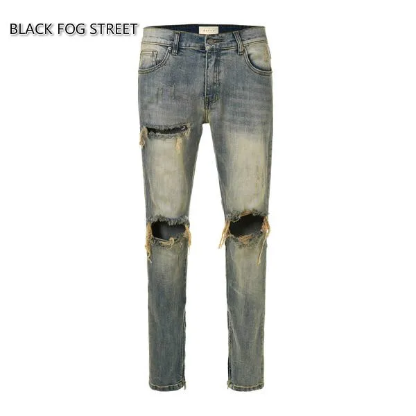 BLACK FOG STREET version zippers skinny slim fit mens holes style cotton Denim ripped Classic wash to do old damage jeans
BLACK FOG STREET version zippers skinny slim fit mens holes style cotton Denim ripped Classic wash to do old damage jeans