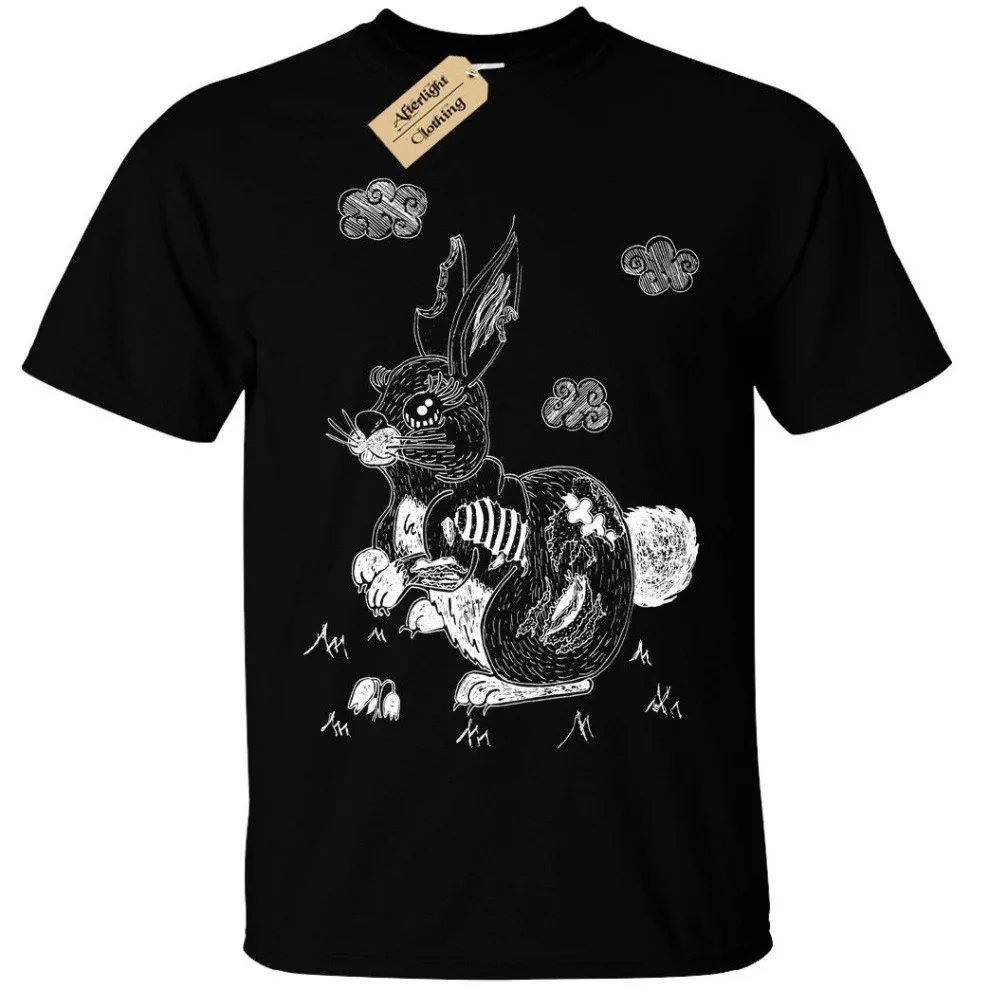 Футболка Zombie Bunny Мужская футболка с принтом на экране готический кролик гот