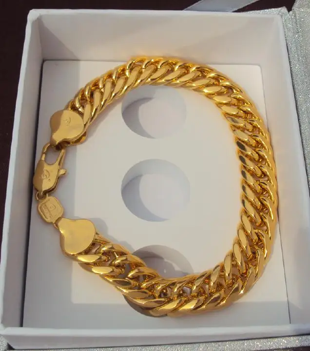 

Big Miami Cuban Link 9 BRACELET Thick 25mil Solid Gold Finish Thick Chain Luxurious