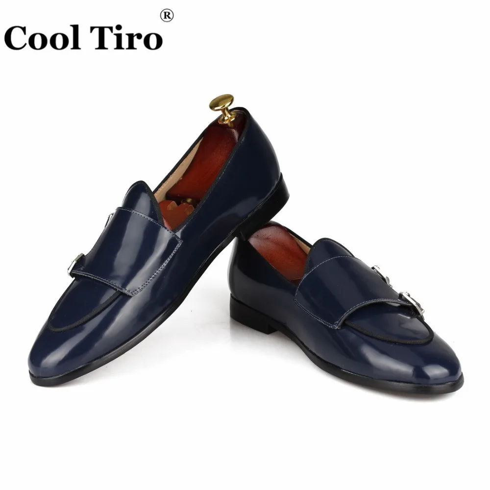POLISHED LEATHER DOUBLE-MONK LOAFERS Dark blue (6)