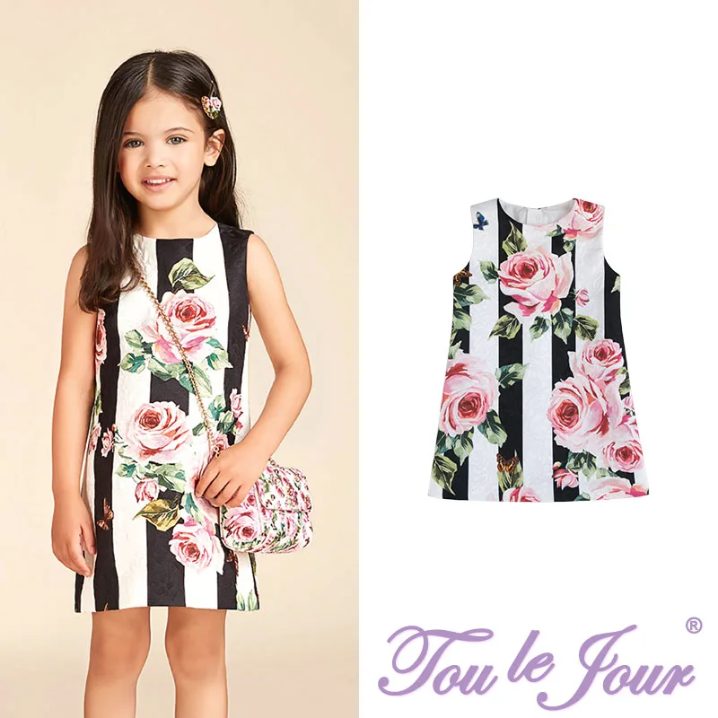 Brand Girls' Clothing Romantic Rose Fashion Stripe Printed Jacquard Fashion Cloth Margin dress
Brand Girls' Clothing Romantic Rose Fashion Stripe Printed Jacquard Fashion Cloth Margin dress