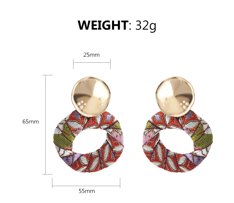 Colorful Dangle Drop Bohemian Cotton Cloth Statement Earring