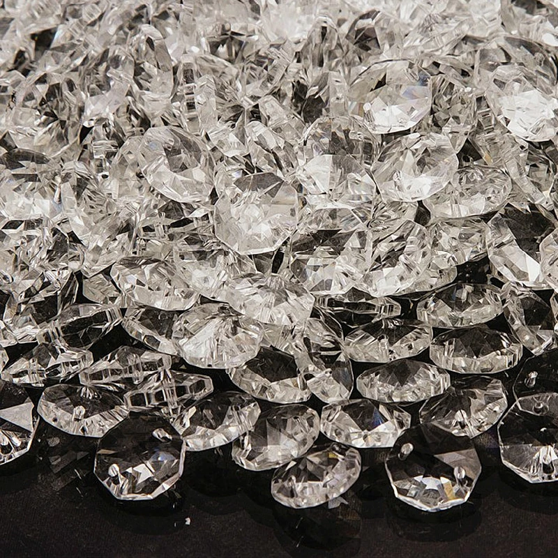 Bulk 14mm 2 Holes Crystal Octagon Bead Prism Chandelier Crystal From