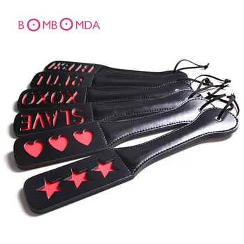 6 Type Erotic BDSM Bondage Two Layers Leather Spanking Paddle Flirting Sex Toy Slave Flog Spank Beat Sex Whip Paddles Adult Game