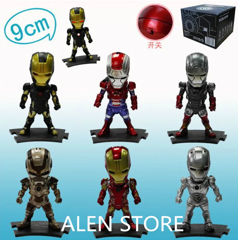 ALEN Egg Attack Iron Man Light & Action Function 6pcs/set Iron Prtriot MK42 43 22 24 2 Action Figures Toys Collectible Model
ALEN Egg Attack Iron Man Light & Action Function 6pcs/set Iron Prtriot MK42 43 22 24 2 Action Figures Toys Collectible Model