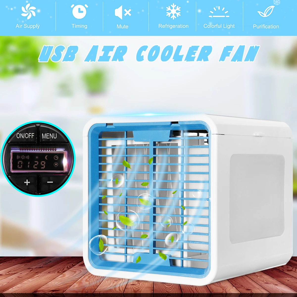 USB LCD Mini Air Cooler Cool Cooling Fan Purify Humidifier 6 Colors LED Lights 3 speed Low Energy Consumption 16.5x13.5x16.5cm
USB LCD Mini Air Cooler Cool Cooling Fan Purify Humidifier 6 Colors LED Lights 3 speed Low Energy Consumption 16.5x13.5x16.5cm