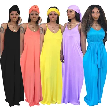Casual Fashion Solid V Neck Strapless Strap Sleeveless With Scarf Women Loose Maxi Dresses Long Dresses
Casual Fashion Solid V Neck Strapless Strap Sleeveless With Scarf Women Loose Maxi Dresses Long Dresses