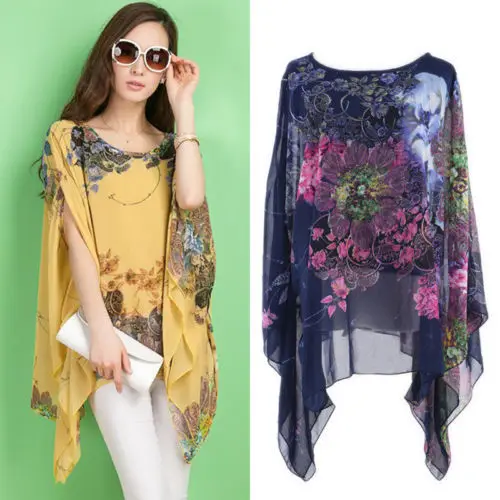Summer Women Sexy Batwing Sleeve Loose Chiffon Shirts Floral Print Flowers Shirt Blouse Tops Fashion Unique Girls's Clothing
Summer Women Sexy Batwing Sleeve Loose Chiffon Shirts Floral Print Flowers Shirt Blouse Tops Fashion Unique Girls's Clothing