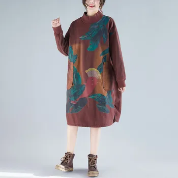 Winter New Long Sweater Vatange Art Large Size Dress High Collar Plus Velvet Dress Wandering
Winter New Long Sweater Vatange Art Large Size Dress High Collar Plus Velvet Dress Wandering