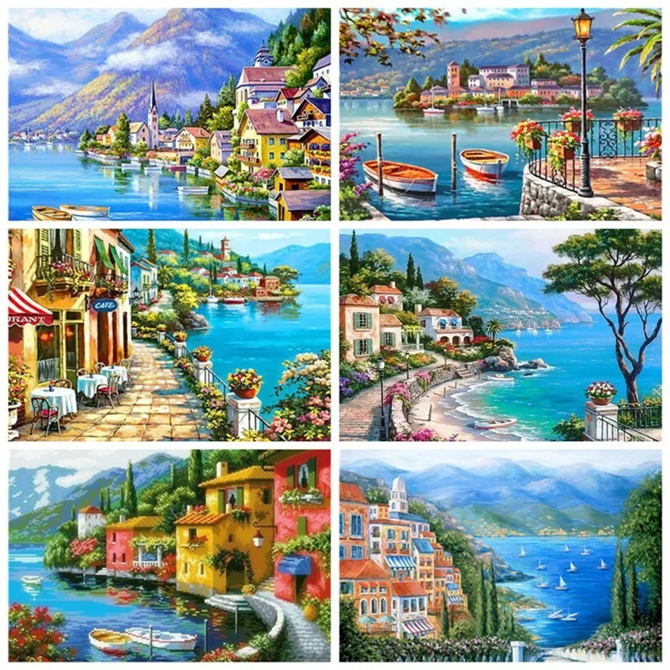 AZQSD 5D Diamond Painting Scenic Full Square Needlework Diamond Embroidery Seaside Town Rhinestones Pictures Handmade Gift
AZQSD 5D Diamond Painting Scenic Full Square Needlework Diamond Embroidery Seaside Town Rhinestones Pictures Handmade Gift