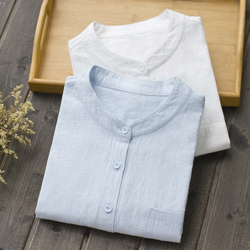 Autumn 100% Cotton White Shirt Women Blouse Stand Collar Office Shirt Long Sleeve Lady Tops Blusas Femininas Women Clothing
Autumn 100% Cotton White Shirt Women Blouse Stand Collar Office Shirt Long Sleeve Lady Tops Blusas Femininas Women Clothing