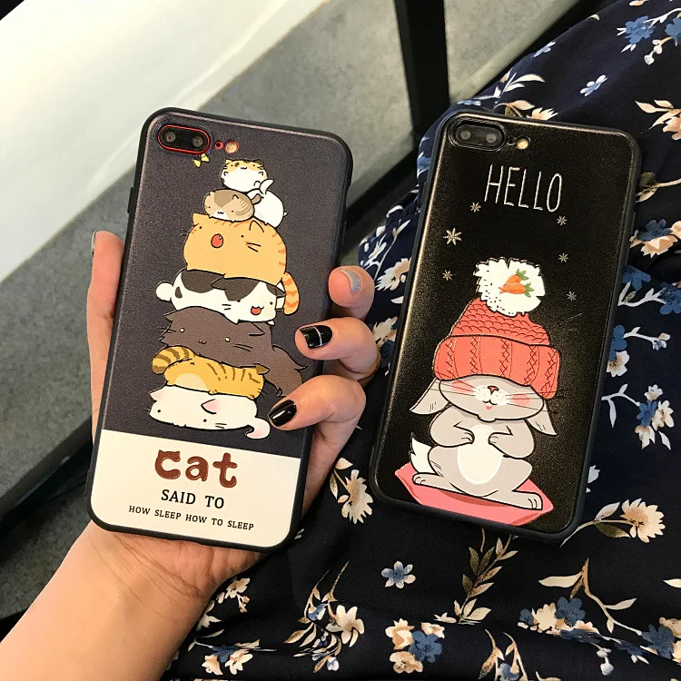 Kawaii Cute Cartoon Cat Rabbit Korean Phone Case For iPhone 7 7 Puls 6 6S 7 8 Puls Cases 3D Relief Soft Silicone Back Cover
Kawaii Cute Cartoon Cat Rabbit Korean Phone Case For iPhone 7 7 Puls 6 6S 7 8 Puls Cases 3D Relief Soft Silicone Back Cover