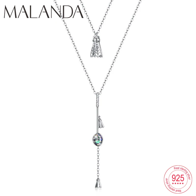 Malanda Crystal From Swarovski Pendant Necklace For Women Sterling Silver Double Chain Necklaces Fashion Wedding Party Jewelry
Malanda Crystal From Swarovski Pendant Necklace For Women Sterling Silver Double Chain Necklaces Fashion Wedding Party Jewelry