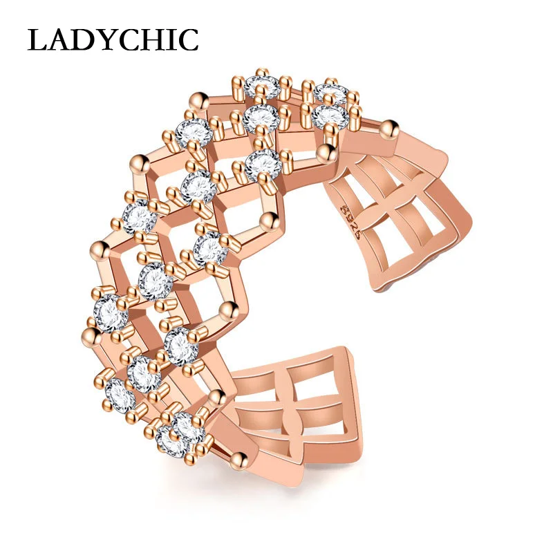 LADYCHIC Fashion Silver & Rose Gold Color Open Ring Romantic Net Weaves Cross Zircon Finger Rings Handmade Jewelry Gift LR1223
LADYCHIC Fashion Silver & Rose Gold Color Open Ring Romantic Net Weaves Cross Zircon Finger Rings Handmade Jewelry Gift LR1223