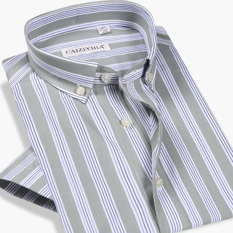 GREVOL New Summer Men's 100% Cotton Short Sleeve Shirt Fashion Male Cotton Casual Shirts Special Design Thin Four Striped Shirt
GREVOL New Summer Men's 100% Cotton Short Sleeve Shirt Fashion Male Cotton Casual Shirts Special Design Thin Four Striped Shirt