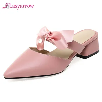 Lasyarrow Women Brand Slippers med heel Women Casual Slipper Slip On Mules Slides Bowtie Pointed Toe single Shoes Sandals J884
Lasyarrow Women Brand Slippers med heel Women Casual Slipper Slip On Mules Slides Bowtie Pointed Toe single Shoes Sandals J884