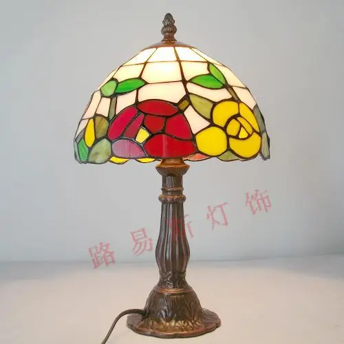 Image Tulip garden small night table lamp Tiffany lamps children eye glass computer desk bedroom bedside lighting