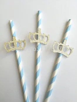 Gold CROWN on Light Blue Paper Straws. Little Prince birthday party baby shower Weddings, Bridal Showers. Party Paper Straws
Gold CROWN on Light Blue Paper Straws. Little Prince birthday party baby shower Weddings, Bridal Showers. Party Paper Straws