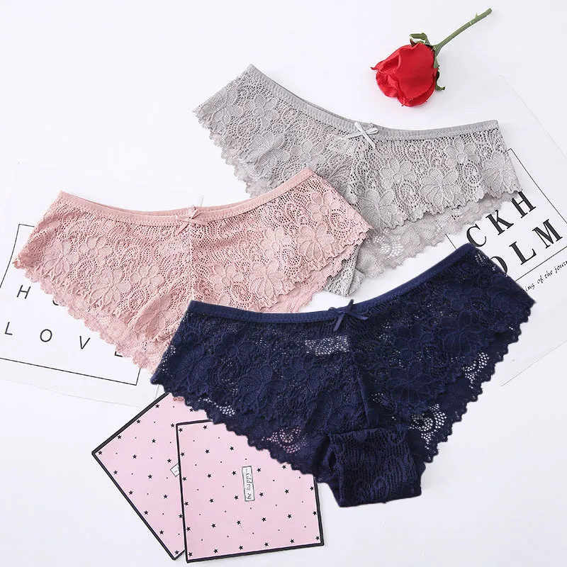 3pcs/lot Hot Sale Sexy Lady Underpants Lace Hollow Out Briefs Bow Breathable Knickers Fashinon Mid-Rise Women Underwear Panties
3pcs/lot Hot Sale Sexy Lady Underpants Lace Hollow Out Briefs Bow Breathable Knickers Fashinon Mid-Rise Women Underwear Panties