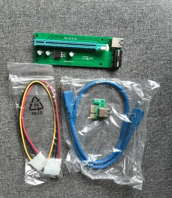 PCIe PCI-E PCI Express Riser Card 1x to 16x USB 3.0 Data Cable SATA to 4Pin IDE Molex Power Supply for BTC Miner Machine 30/60CM
PCIe PCI-E PCI Express Riser Card 1x to 16x USB 3.0 Data Cable SATA to 4Pin IDE Molex Power Supply for BTC Miner Machine 30/60CM