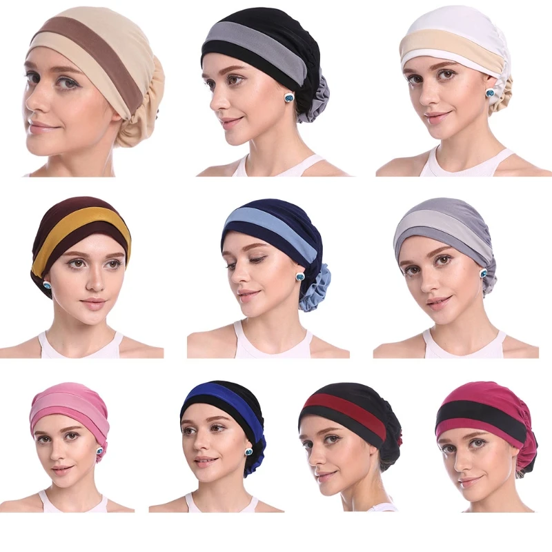 KLV Womens Elegant Stretchy Flower Block Color Muslim Turban Chemo Cancer Cap Beanie
KLV Womens Elegant Stretchy Flower Block Color Muslim Turban Chemo Cancer Cap Beanie