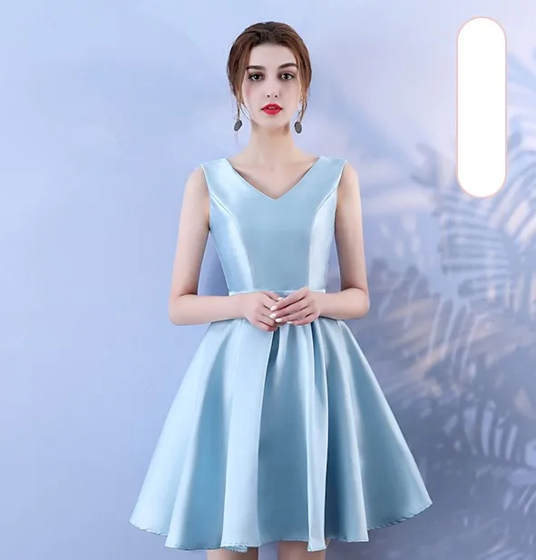 Blue Colour Women Wedding Party Dress Above Knee Mini Dress Satin Bridesmaid Dress
Blue Colour Women Wedding Party Dress Above Knee Mini Dress Satin Bridesmaid Dress