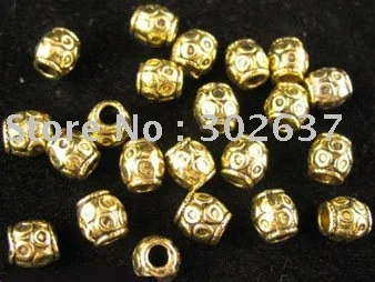 

450Pcs Antiqued gold plt metal ringed barrel spacer beads A315G