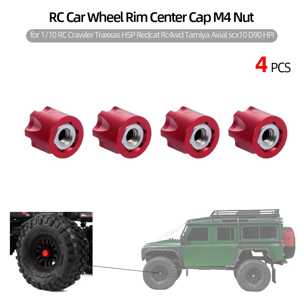 4pcs RC Car Wheel Rim Center Cap M4 Nut Metal for 1/10 RC Crawler Traxxas HSP Redcat Rc4wd Tamiya Axial scx10 D90 HPI
4pcs RC Car Wheel Rim Center Cap M4 Nut Metal for 1/10 RC Crawler Traxxas HSP Redcat Rc4wd Tamiya Axial scx10 D90 HPI