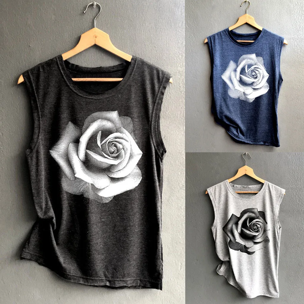 Women Sleeveless Rose Printed Sport T Shirt Casual Loose Tank Top Soft Comfortable Top Haut Femme summer top Chemise Femme New
Women Sleeveless Rose Printed Sport T Shirt Casual Loose Tank Top Soft Comfortable Top Haut Femme summer top Chemise Femme New
