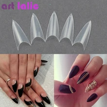 500 советы Ложные ногтей ясно натуральный белый Ложные точки стилет французские акриловые УФ Гелевые Типсы для ногтей(China)