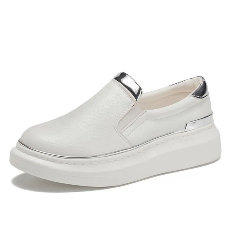 COOTELILI Autumn White Platform Flat Shoes Woman Ladies Shoes Comfortable Creepers PU Leather Oxford Shoes For Women 35-40 (10)