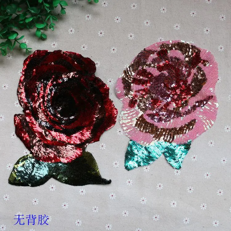 2Pcs/lot 20*16cm New sequins pink/wine red rose flower embroidery decals DIY clothes patches clothing t-shirt accessories A714
2Pcs/lot 20*16cm New sequins pink/wine red rose flower embroidery decals DIY clothes patches clothing t-shirt accessories A714