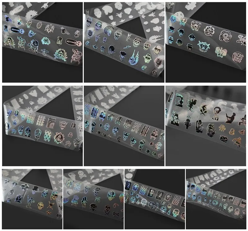 1 Roll 100*4cm 10design Nail Art Stickers Decals Wraps Halloween Skull Design Nail Transfer Foil Manicure Tools Wholesale Retail
1 Roll 100*4cm 10design Nail Art Stickers Decals Wraps Halloween Skull Design Nail Transfer Foil Manicure Tools Wholesale Retail