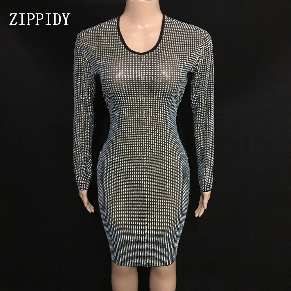 Fashion Sparkly Full Rhinestones Dress Women Birthday Celebrate See Through Black Mesh Dress AB stones Costume Dance Sexy Dress
Fashion Sparkly Full Rhinestones Dress Women Birthday Celebrate See Through Black Mesh Dress AB stones Costume Dance Sexy Dress