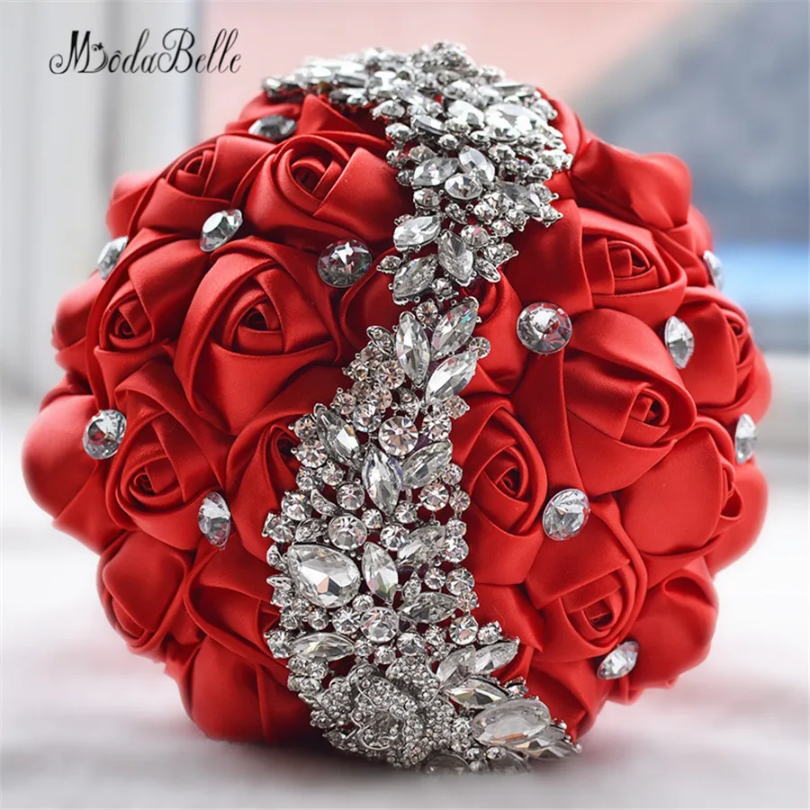2016 свадебные цветы букеты красная искусственная Роза роскошный букет со