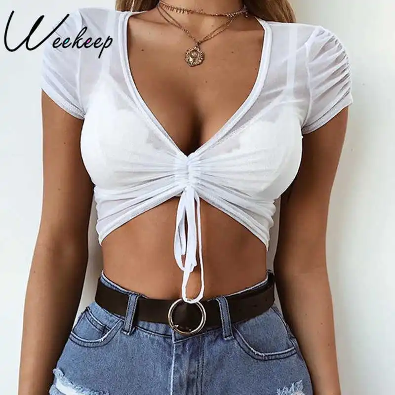 Weekeep Women Sexy White V-neck Adjustable Bottom t shirt Summer Perspective Crop Top tshirt 2018 Streetwear tee shirt femme
Weekeep Women Sexy White V-neck Adjustable Bottom t shirt Summer Perspective Crop Top tshirt 2018 Streetwear tee shirt femme