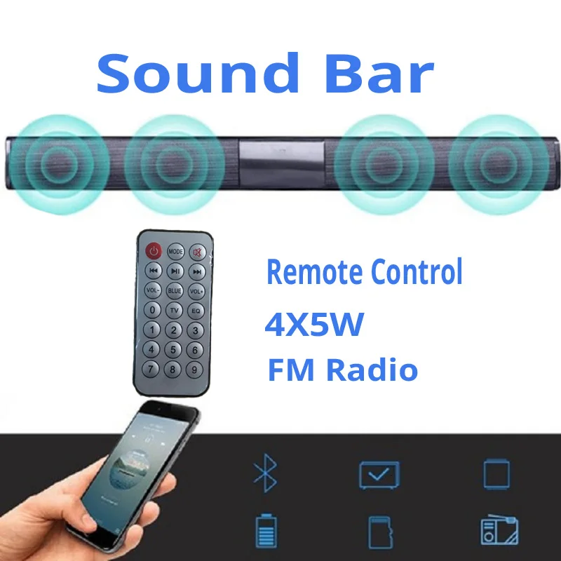 New Wireless Bluetooth AUX USB Computer Speakers 2.1 Stereo 20W Sound Bar Music Player Boom Box with Remote Control caixa de som
New Wireless Bluetooth AUX USB Computer Speakers 2.1 Stereo 20W Sound Bar Music Player Boom Box with Remote Control caixa de som