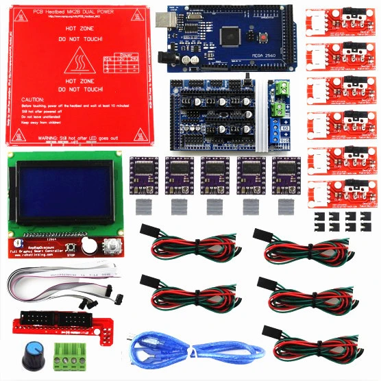 

Reprap Ramps 1.6 Kit with Mega 2560 r3 + Heatbed MK2B + 12864 LCD Controller + DRV8825 +Mechanical Switch +Cables for 3D Printer