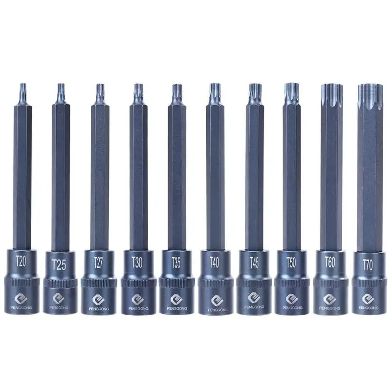 1/2 inch Screw Head Torx Screwdriver Bits 150MM Socket Adapter Drive Hand Tool T20,T25 ,T27, T30 ,T35, T40 ,T45 ,T50, T60 ,T70
1/2 inch Screw Head Torx Screwdriver Bits 150MM Socket Adapter Drive Hand Tool T20,T25 ,T27, T30 ,T35, T40 ,T45 ,T50, T60 ,T70