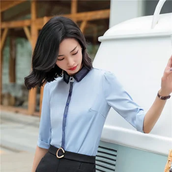 Novelty Blue Half Sleeve Women Blouses & Shirts 2019 Spring Summer Fashion Casual Ladies Chiffon Blouse Female Tops Clothes
Novelty Blue Half Sleeve Women Blouses & Shirts 2019 Spring Summer Fashion Casual Ladies Chiffon Blouse Female Tops Clothes
