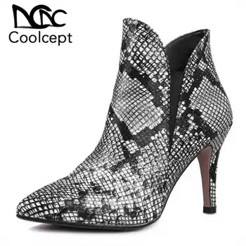 CoolCept Women Ankle Boots Genuine Leather Snake Pattern Print New Winter Shoes Women Quality Sexy High Heel Boots Size 34-39
CoolCept Women Ankle Boots Genuine Leather Snake Pattern Print New Winter Shoes Women Quality Sexy High Heel Boots Size 34-39