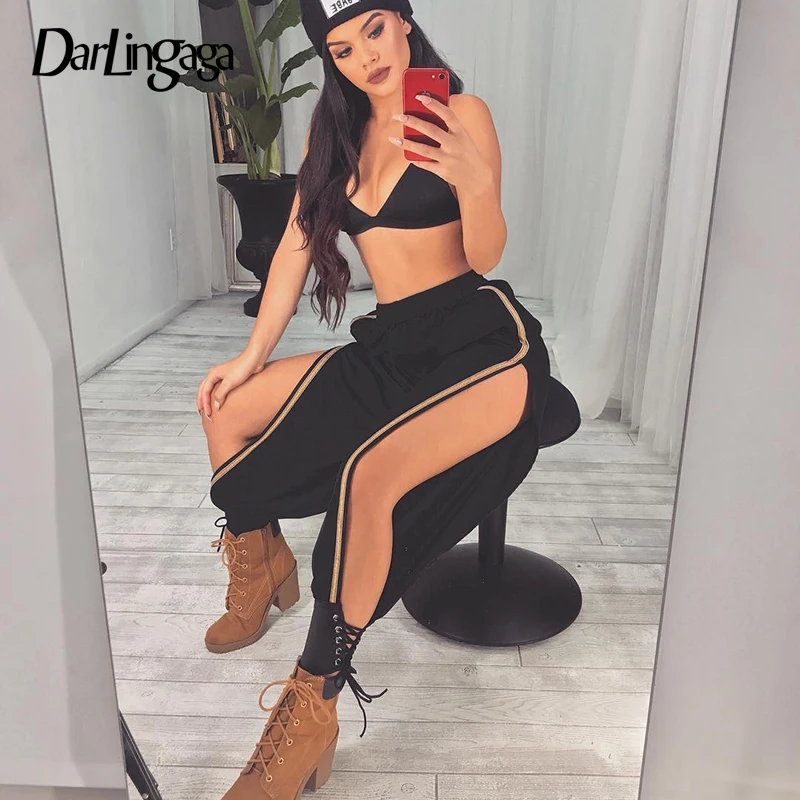 Darlingaga Streetwear harem pants harajuku trousers women loose side split stripe high waist pants lace up joggers bottom 2019
Darlingaga Streetwear harem pants harajuku trousers women loose side split stripe high waist pants lace up joggers bottom 2019