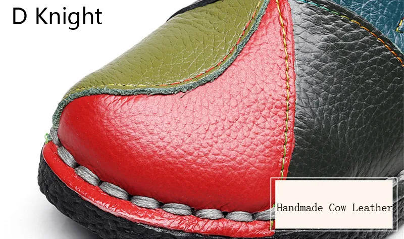 2018 Vintage Flat Shoes Woman Loafers Ethnic Style Handmade Genuine Leather Women's Shoes & Flats Mixed Colors Casual Boat Shoes (3)