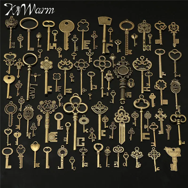 KiWarm Promotion 90pcs Retro Antique Vintage old look Ornate Skeleton Keys Lot Pendant Fancy Heart DIY Craft Ornaments
KiWarm Promotion 90pcs Retro Antique Vintage old look Ornate Skeleton Keys Lot Pendant Fancy Heart DIY Craft Ornaments