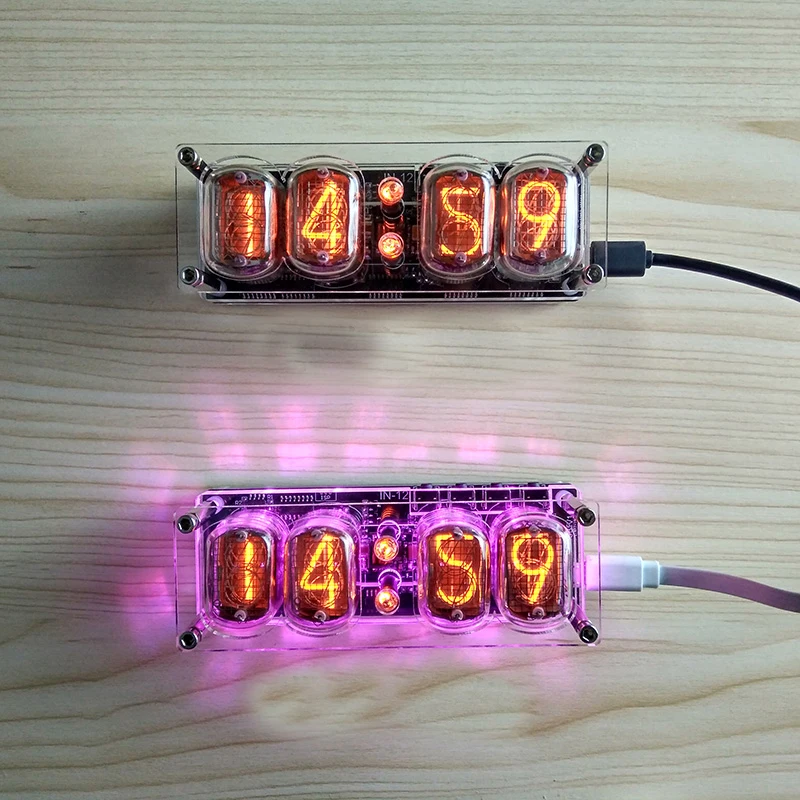 4-bit integrated glow tube clock IN-12A IN-12B clock glow tube Colorful LED DS3231 nixie clock LED Backlight NEW
4-bit integrated glow tube clock IN-12A IN-12B clock glow tube Colorful LED DS3231 nixie clock LED Backlight NEW